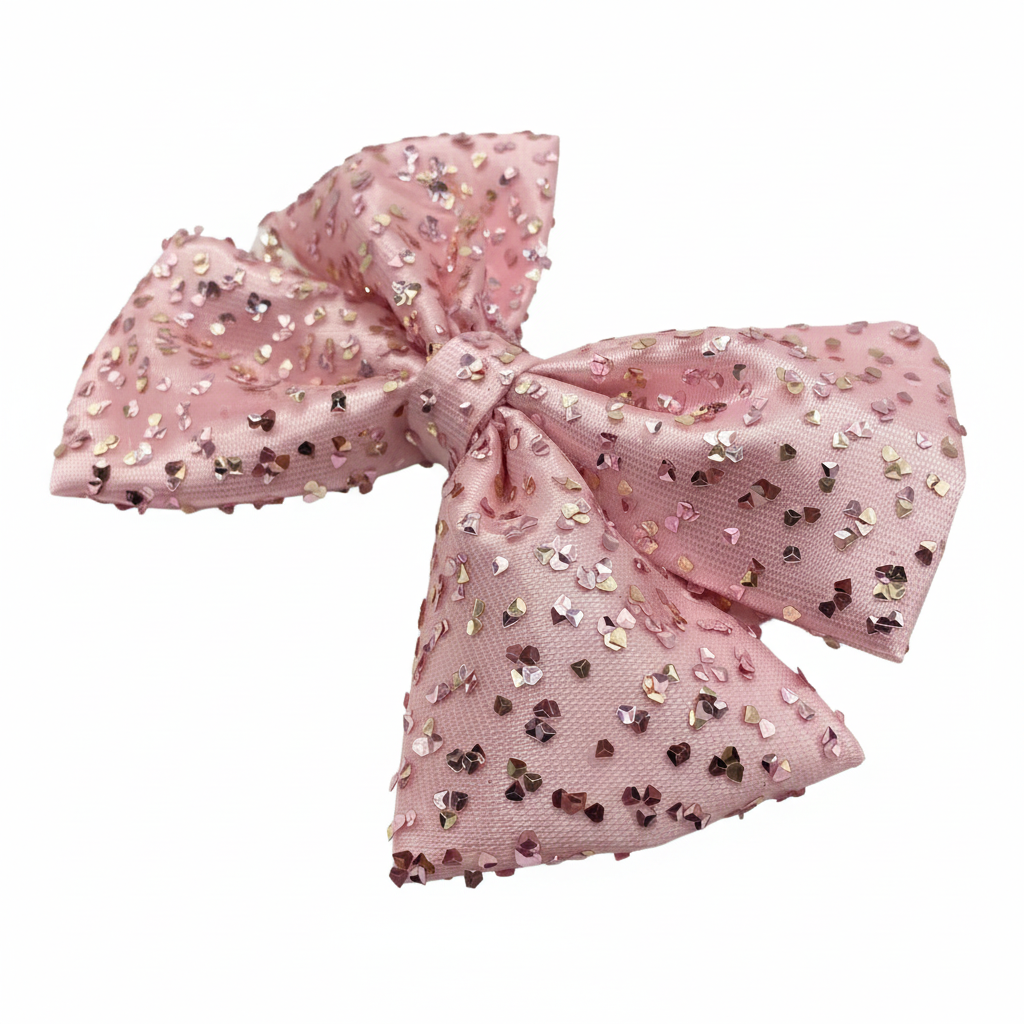 Moño Swarovski rosa sobre fondo blanco puro