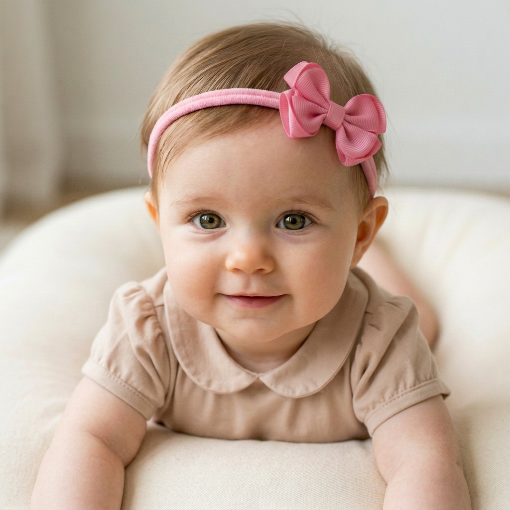 Bebé con ropa nude usando tiara T8362